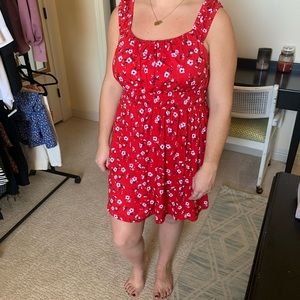 Red Floral Skater Dress